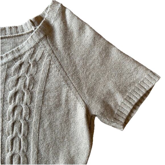 Ann Taylor Loft Cable Knit Short Sleeve Sweater Women's Size L Cashmere Wool - Picture 4 of 8